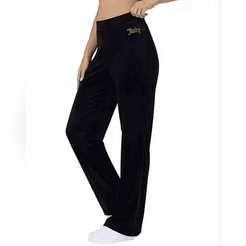 Large Juicy Couture Black Velour Lounge Pants